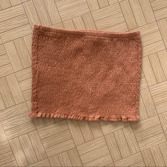 Express Chai Button Front Smocked Crop Top Small - Picture 6 of 8